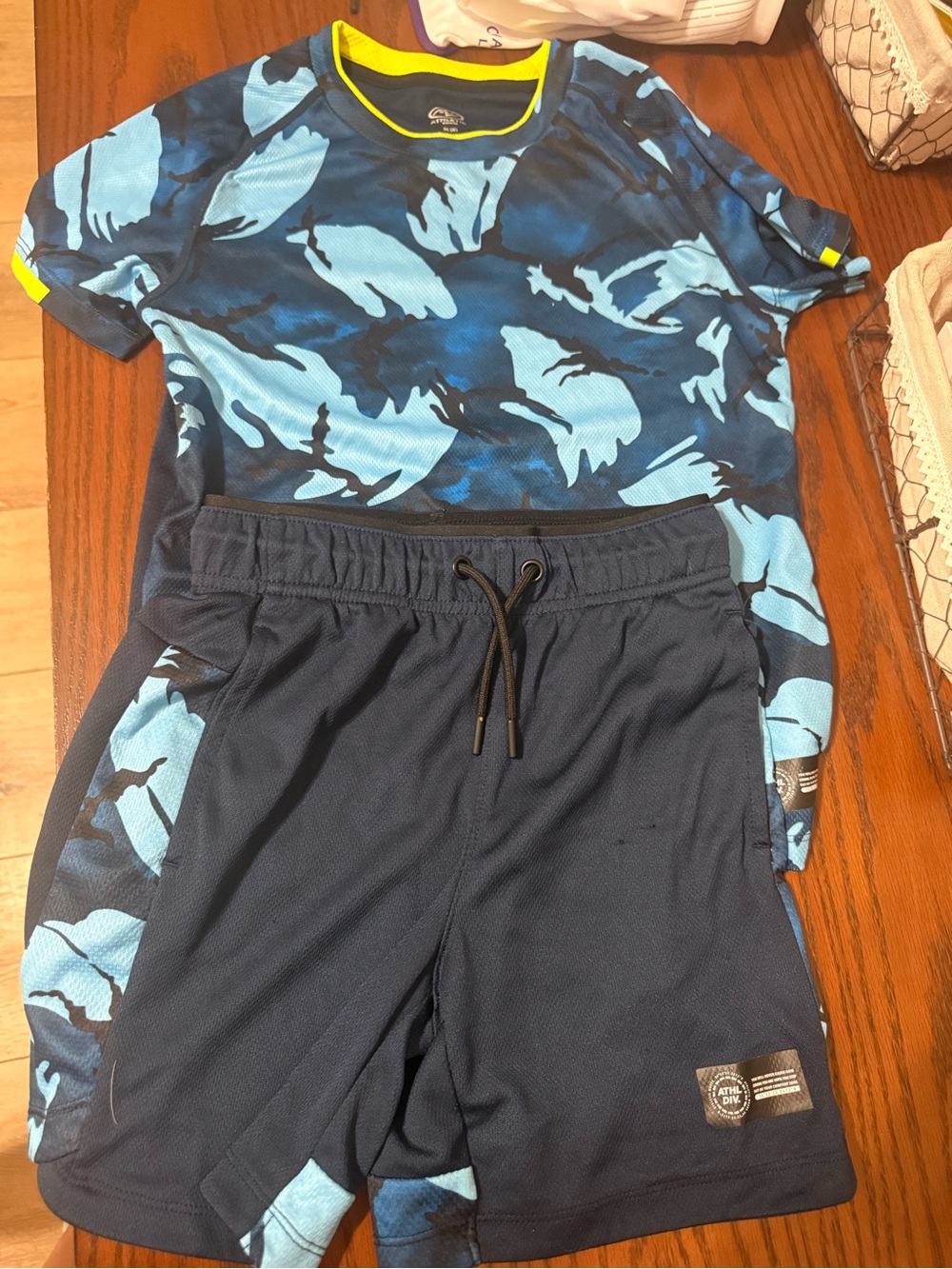 Athletic Works Boys Navy & Light Blue Camo Active Matching Set